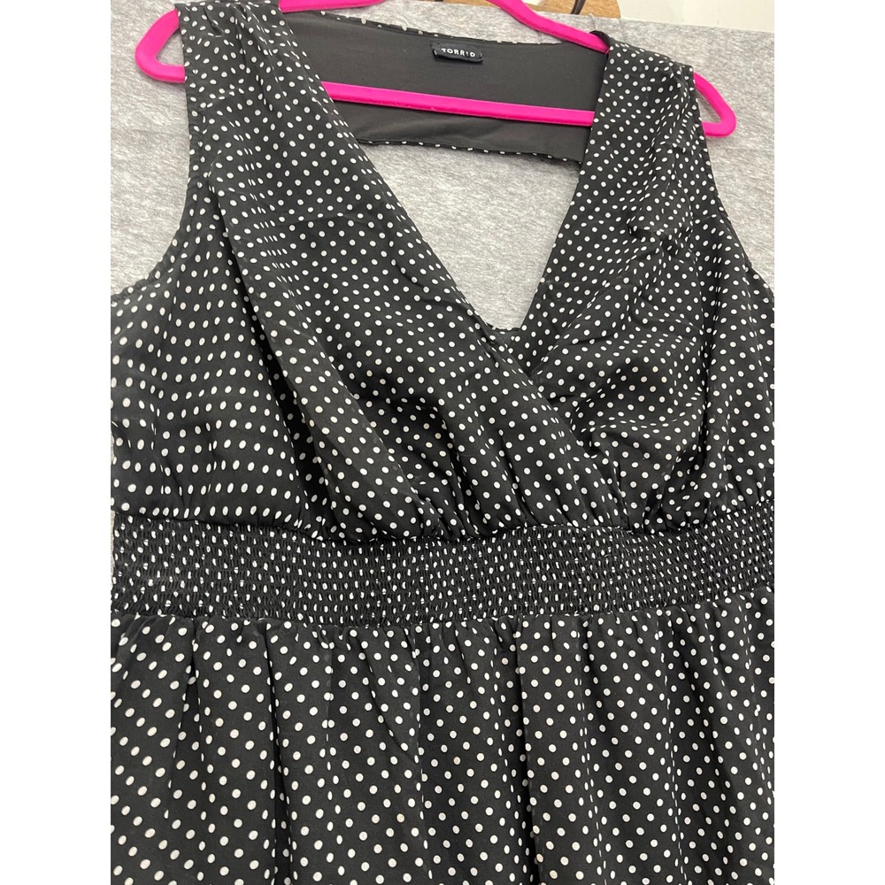 Torrid Black White Polka Dot Smocked Waist Cutout Back Dress 10012150 1X - Picture 13 of 13